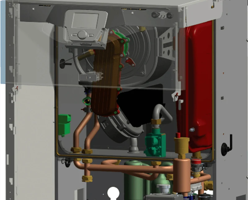 Ilustración técnica del interior de una BAXI Platinum GTF publicada por el fabricante — reparacioncalderas.madrid