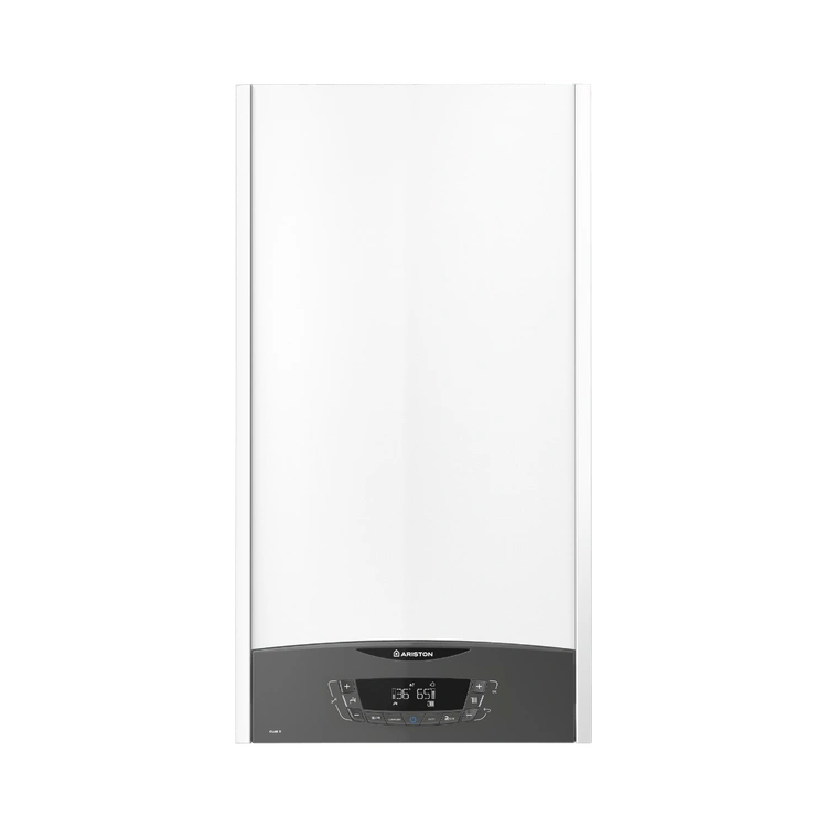 Frontal oficial Ariston CLAS X CF con panel gris — reparacioncalderas.madrid