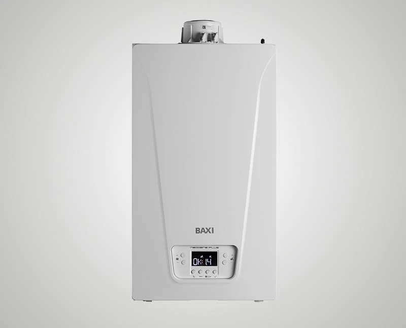 Frontal cerrado de una caldera Baxi Neodens iPlus con pantalla — reparacioncalderas.madrid