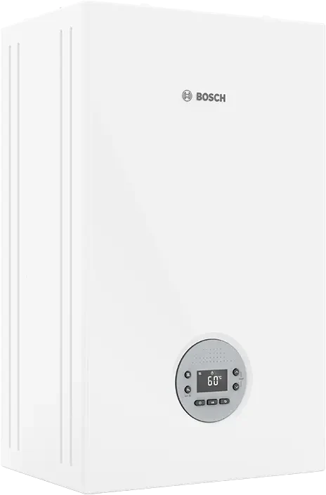 Vista lateral de una caldera Bosch Condens 1200 W para valorar su profundidad — reparacioncalderas.madrid