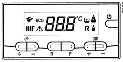 Panel de mandos Novamax con pantalla y pulsadores del manual original BaxiRoca — reparacioncalderas.madrid