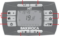 Panel de mandos Novanox Platinum con pantalla y pulsadores del catálogo original BaxiRoca — reparacioncalderas.madrid