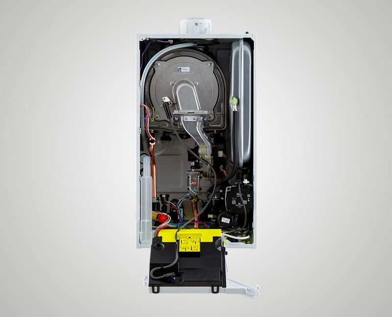 Interior de una caldera Baxi Neodens iPlus con acceso frontal a sus componentes — reparacioncalderas.madrid