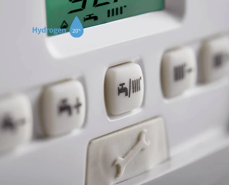 Detalle de los mandos de agua caliente y calefacción de una BAXI Neodens Plus ECO — reparacioncalderas.madrid
